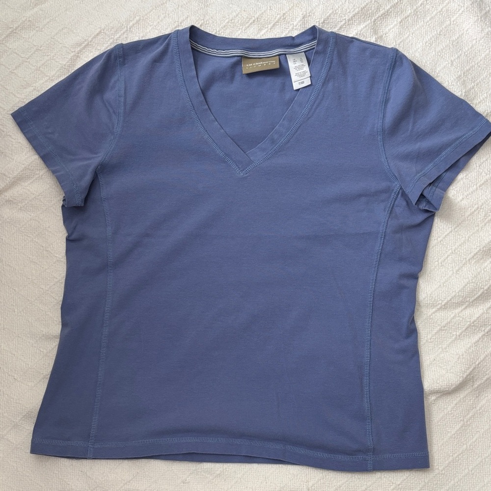 Liz Claiborne Classic Blue V-Neck Tee